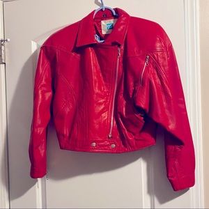 Fun and sexy Red Leather and Silver zipper flared